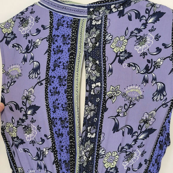 ASTR The Label Floral Patchwork Dress Blue Purple Sleeveless V Neck Boho Chic S - Picture 10 of 16